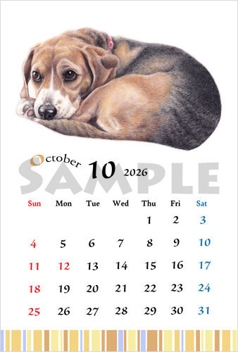 2026犬のイラスト卸売り卓上カレンダー