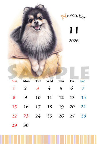 2026犬のイラスト卸売り卓上カレンダー