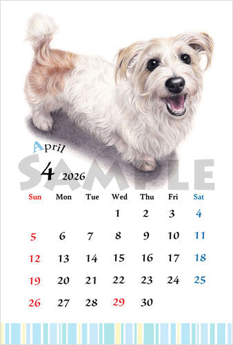 2026犬のイラスト卸売り卓上カレンダー