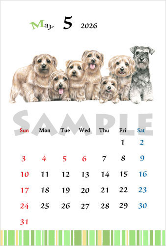 2026犬のイラスト卸売り卓上カレンダー