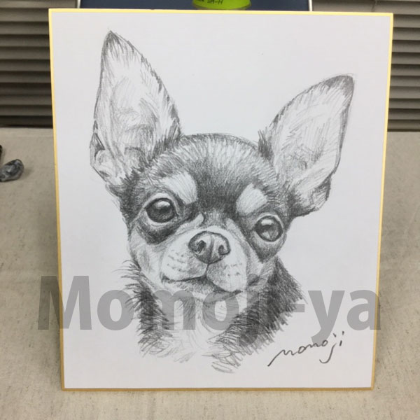 イベント限定 犬の似顔絵鉛筆スケッチ Momoji Ya 犬の肖像画制作 オリジナルグッズ販売 犬画教室