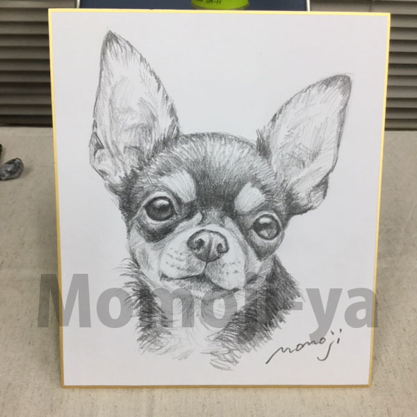 イベント限定 似顔絵鉛筆スケッチ Momoji Ya ペット肖像画制作 オリジナルグッズ販売 犬画教室